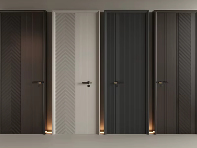 Modern Swing Doors With Various Designs Colors Textures And Under Door Lighting 3d model