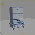 Stainless Steel Commercial Kitchen Appliance With Multiple Doors And Control Panel On Stand Base