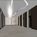 Modern Elevator Hallway With Marble Walls Sleek Floor And Metallic Doors