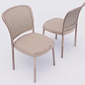 Light Brown Dining Chairs With Woven Texture And Sleek Wooden Legs Design