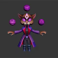 3D Feline Character With Floating Purple Spheres Purple Coat And Pink Accents In Magical Design