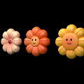 Colorful Smiley Face Flowers in Pink Orange Yellow with Cheerful Design