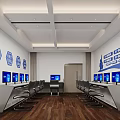Modern Conference Room Interior Design With Long Table White Chairs Large Screen And Wooden Floor
