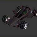 Futuristic Black Race Car With Streamlined Design And Large Modern Wheels