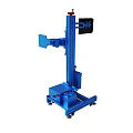Blue Mobile Industrial Equipment Featuring Display Screen Stand And Conveyor 3d model