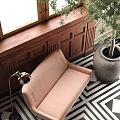 Nordic style double sofa coffee table 3d model