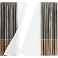 Double Layer Curtains Design With Dark Gray Brown Panel And White Sheer 3d model