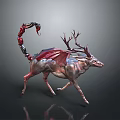Mythical Deer Creature With Scorpion Tail And Metallic Biomechanical Design
