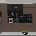 Elegant Modern Kitchen Sideboard With Taupe Cabinets Black Marble Backsplash Glass Door Shelves And Lighting