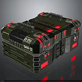 Military Green Equipment Container With Red Details SAS 27 Label And Metal Grille Structure