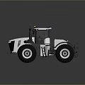 White Tractor With Large Black Wheels And Cabin On Reflective Surface 3d model