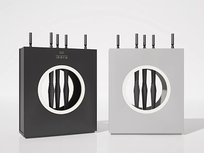 Public Facility Equipment Featuring Black Gray Units Top Antennas And Circular Grille 3d model