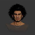 Game and Movie Character With Black Spiky Hair Facial Beard Transparent Shoulder Model 3D Render