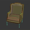 Classic Single Seater Sofa With Fabric Upholstery Wooden Frame And Brass Nailhead Trim