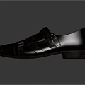 Vintage Leather Casual Shoes With Double Straps And Metal Buckles In Dark Brown Tone
