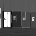 Modern Refrigerators With Various Door Styles Black White Colors And Water Dispenser Features