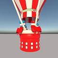 Colorful Red White Striped Hot Air Balloon Amusement Equipment With Green Decorative Band And Patterns