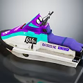 Vibrant Purple Blue And White Jet Ski With 616 Number DIBENAGI Branding And Purple Seat