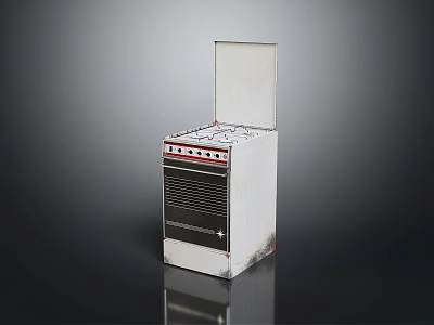 Kitchen Gas Stove With Oven Silver Open Lid Control Panel And Grill Design 3d model
