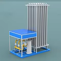 Industrial Equipment With Multiple Vertical Pipes Top Circular Components Blue Base And Yellow Valves