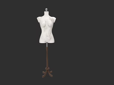 White Marble Mannequin on Brown Tripod Stand Against Dark Background 3d model