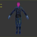 Male Character in Brown Leather Jacket Blue Jeans and Black Boots Standing 3D Model Design