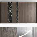Modern Elegant Feature Wall With Gray Panels Black Marble And Golden Lines