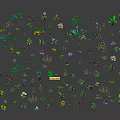 Assorted Colorful Flowers and Diverse Green Plants Collection on Gray Background