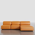 Modern Orange Leather Sectional Sofa With Multi Seat Design And Comfortable Sleek Structure 3d model