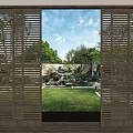 Modern sliding door shutter sliding door multi-link sliding door partition door grille door 3d model