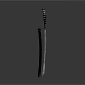 Traditional Katana Weapon With Black Scabbard White Handle And Silver Blade On Dark Background