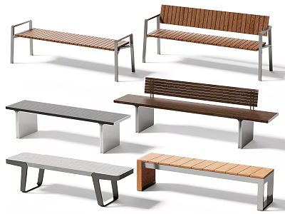 Variety Of Stylish Outdoor Benches With Different Designs 3d model