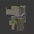 Detailed Ruined Building Structure With Green Plants Balconies And Stone Slabs