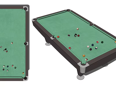 High Quality Billiard Table As Sports Equipment With Green Felt Surface And Balls 3d model