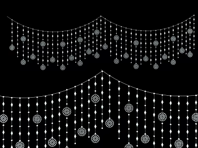 Hanging Decorative Lights With Circular And Diamond Shaped Ornaments For Festive Decor 3d model