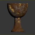 Decorative Rusted Ceramic Goblet With Golden Spots And Orange Interior On Dark Background 3d model