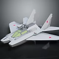White Fighter Jet Model with Red Star Emblems on Wings and Green Transparent Cockpit