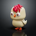 Cute Chick Doll With Red Crest Big Eyes Yellow Body And Orange Feet
