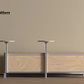 Modern Negotiation Table And Chairs With Wooden Surface And Metal Frame Design