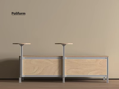 Modern Negotiation Table And Chairs With Wooden Surface And Metal Frame Design 3d model