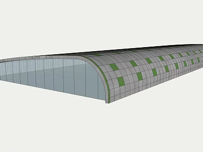 Long Modern Outdoor Canopy With Green Square Patterns And Transparent Panels 3d model