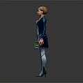 Female Sci Fi Character as Humanoid Creature in Blue White Tight Futuristic Suit
