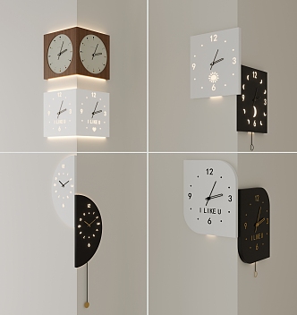 Double-sided Clock Minimalist Wall Clock Decorative Clock Corner Wall Clock Wall Clock Wall Decoration 3d model