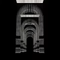 Dot Matrix Arches In A Row On Black Background With Strip Lights