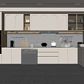Modern Kitchen Interior With White Cabinets Black Appliances And Countertop Utensils