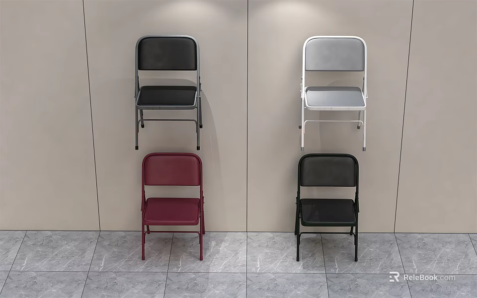 Modern Foldable Leisure Chairs In Black Silver Red With Indoor Design 3d model 