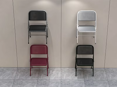 Modern Foldable Leisure Chairs In Black Silver Red With Indoor Design 3d model