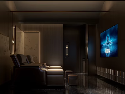 Modern Luxury SPA Sauna Room With Leather Sofa TV And Dark Wooden Decor 3d model