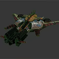 Cosmic Spaceship With Futuristic Red Blue Colorful Design And Aerodynamic Features