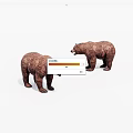 Realistic Pair of Brown Bear Toy Figurines Standing on White Background